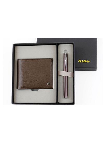 Scrikss Claret Red Roller 53c Classic Wallet Brown Set - Dr249
