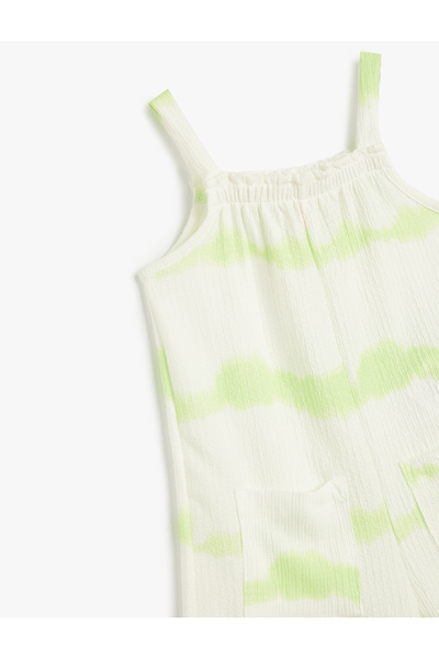 Koton Askılı Tulum Batik Desenli Yuvarlak Yaka Cep Detaylı