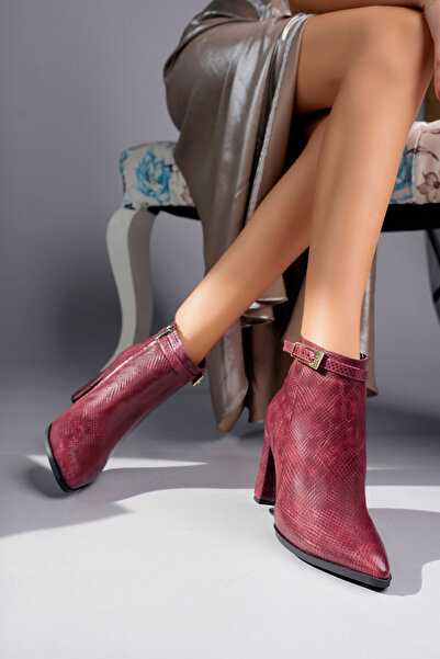 Topuk Sesim More Desenli Kadın Topuklu Bot