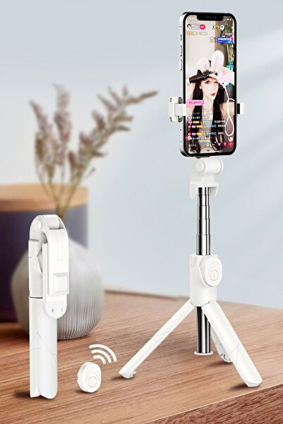 Crisby Bitonto Tripod Bluetooth Kumandalı Selfie Çubuğu Beyaz