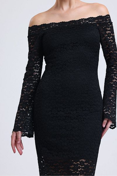 Rosy Live in style Lace Off-Shoulder Backless Dress