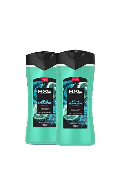 Axe Premium Collection - Shower Gel Aqua Bergamot 3 in 1 Body Hair Face 300ml x 2