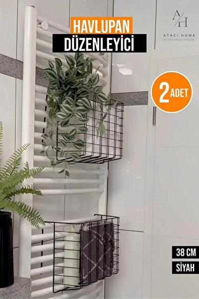 ATACI 1.Kalite Siyah Asılabilir Havlupan Düzenleyici Banyo Havlu - Tuvalet Kağıdı Sepeti- Fenomen Ürünü