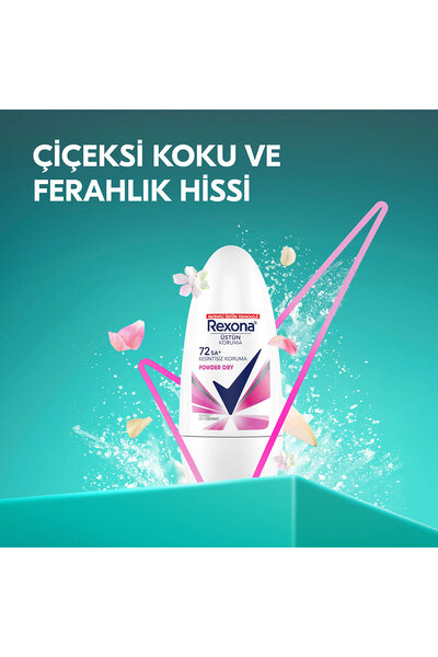 Rexona Üstün Koruma Kadın Roll On Deodorant Powder Dry 72 Saat Kesintisiz Koruma 50 ml