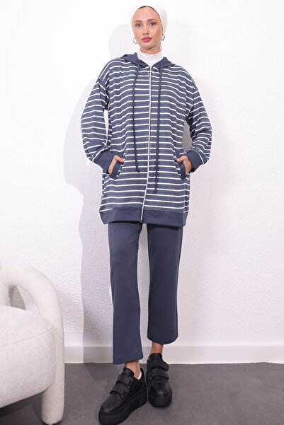 benguen Anthracite 4513 Striped Double Set