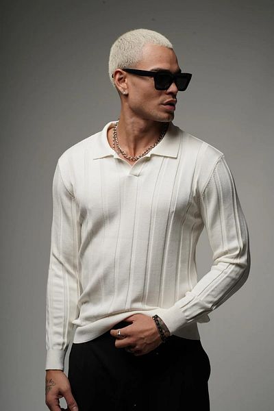 Butik Πλεκτό πουλόβερ TREND BIZ Polo Neck Jacquard Oversize Fit