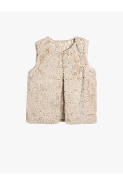 Koton Round Neck Plush Vest - Sleeveless