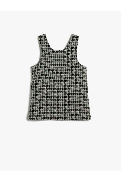 Koton Tweed Salopet with Hanging Pocket - Button Detailed