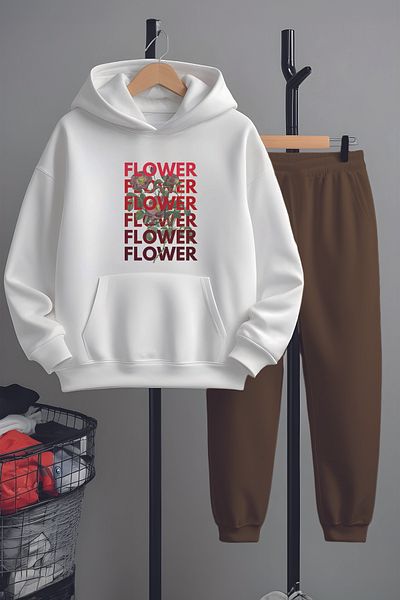 MYADA Set de trening pentru fete cu imprimeu cu flori cu flori cu design special 22695