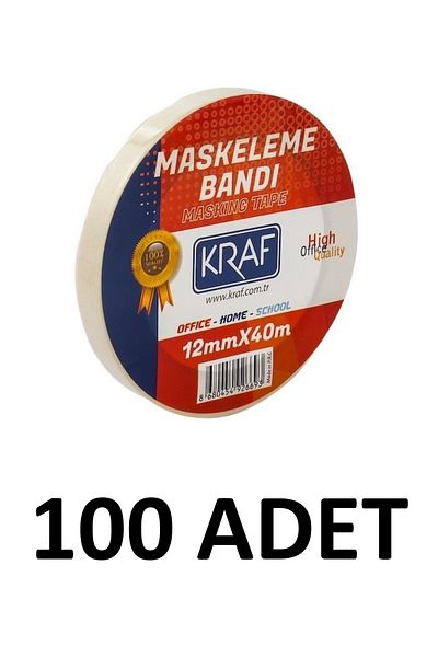KRAF 100 Pieces Masking Tape 12 mm X 40 Meter Paper Tape