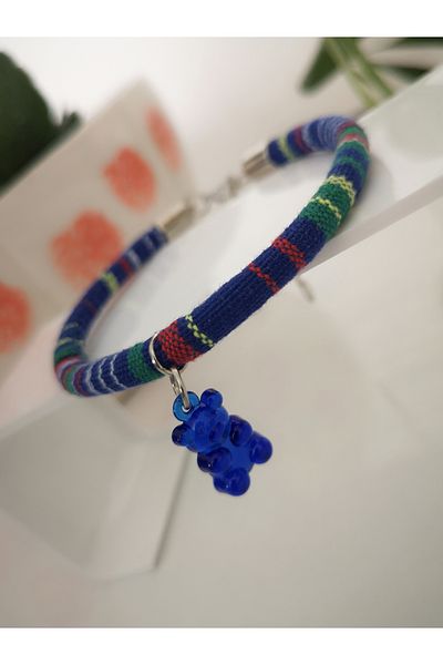 Truego Cat Dog Collar Bohemian Cat Necklace Colorful Jelly Bear - Blue