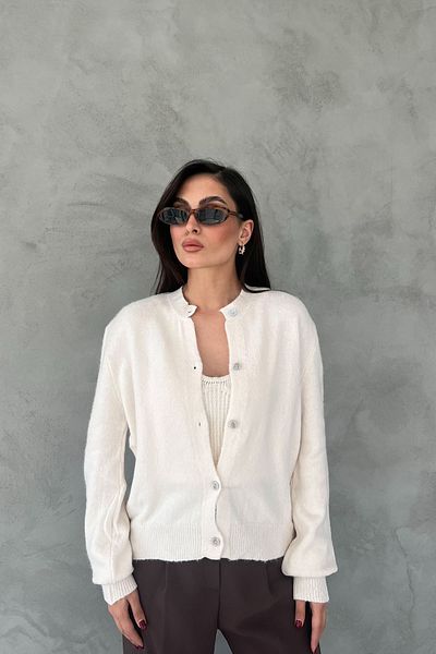 Seda Yalçın Atelier Cream Anvaya Crop Cardigan Double Knitwear Set