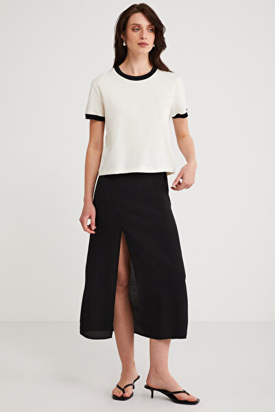 ETHIQUET Modest Ashley Women's 100% Organic Cotton Bias Regular Fit Crew Neck T-Shirt