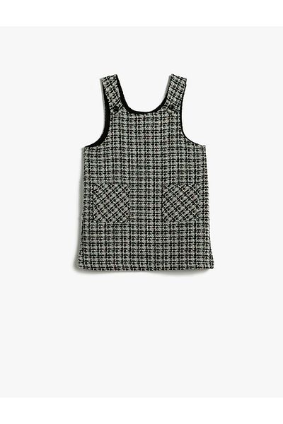 Koton Tweed Salopet with Hanging Pocket - Button Detailed