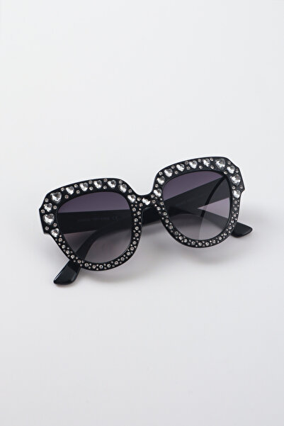 Kapin Heart Kristal Taşlı Güneş Gözlüğü - Siyah