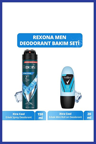 Rexona Men Erkek Sprey Deodorant Xtra Cool 150 ml Erkek Roll On Deodorant Xtra Cool 20 ml