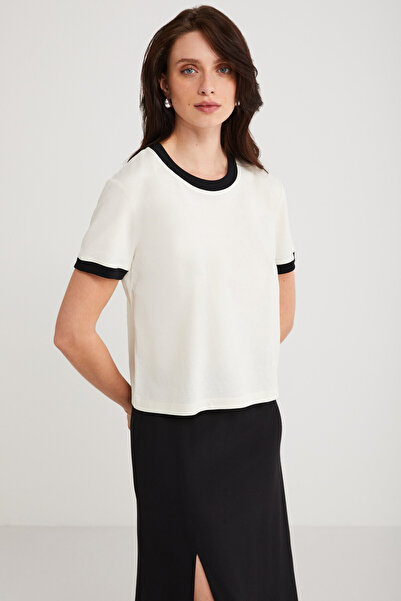 ETHIQUET Modest Ashley Women's 100% Organic Cotton Bias Regular Fit Crew Neck T-Shirt