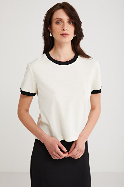 ETHIQUET Modest Ashley Women's 100% Organic Cotton Bias Regular Fit Crew Neck T-Shirt