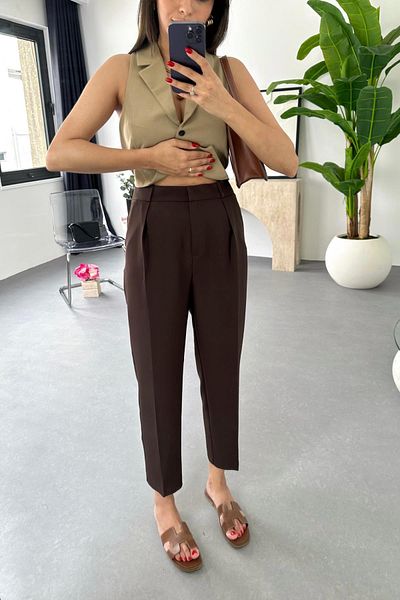BİRCANÇİL Lepsy Bitter Brown Classic Carrot Trousers