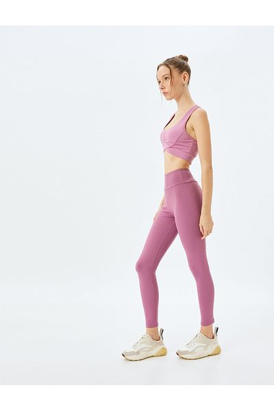 Koton Slim-Fit-Sportstrumpfhose mit hoher Taille und weichem Knopfdetail