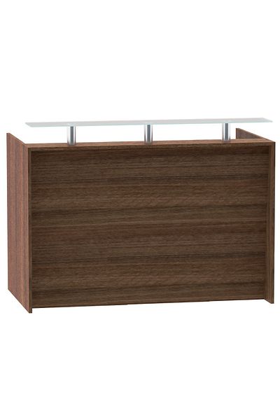 Mahmayi Modern Reception Desk White with Glass Top Desk Office Reception Table-140Cm (Dark Brown)