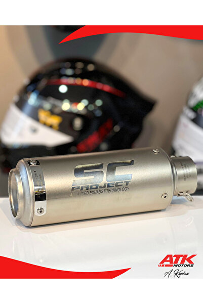 ATK SC Project Egzoz Universal Motosiklet Egzozu Tüp Egzoz Gümüş