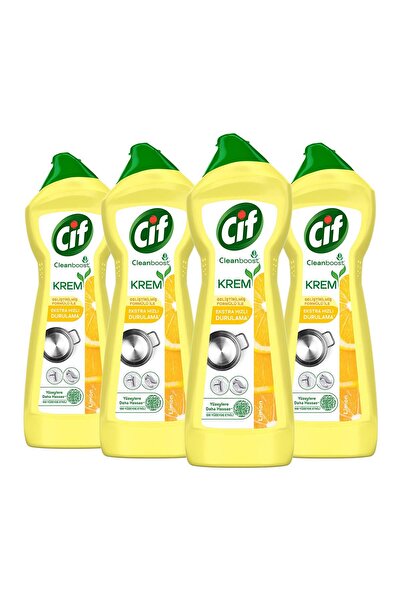 Cif Krem Yüzey Temizleyici Limon Kokulu Klor Boya Fosfat Paraben Içermez 750 ml 4 Adet