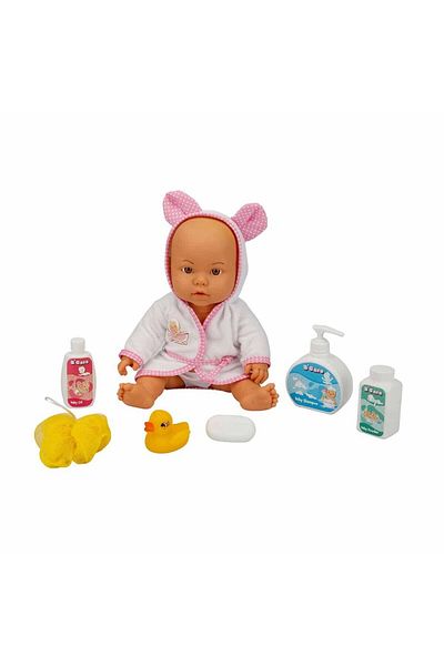 Sunman Pink Bebelou Baby Play Set with Bath Time Accessories - 35cm Talking Baby 23877