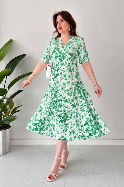 MaziButik Floral Wrap Φόρεμα Πράσινο