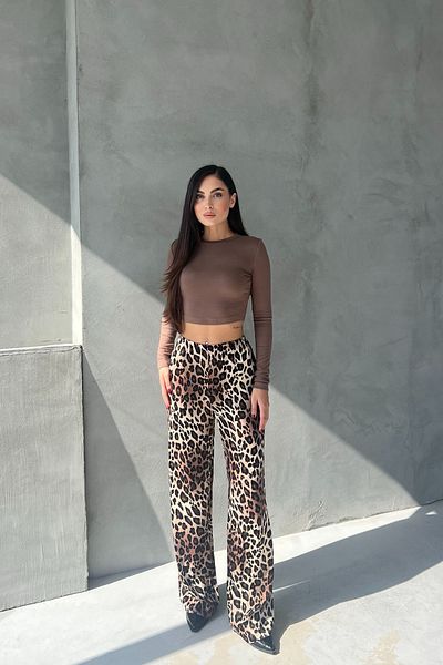 Seda Yalçın Atelier Leopard Pattern Elastic Waist Satin Trousers