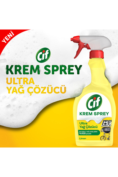 Cif Yüzey Temizleyici Sprey Krem Sprey Ultra Yağ Çözücü 750 Mlx1 Krem Sprey 750 ml X1
