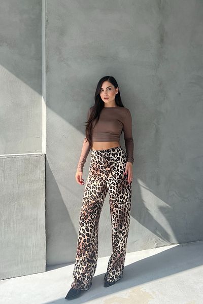 Seda Yalçın Atelier Leopard Pattern Elastic Waist Satin Trousers