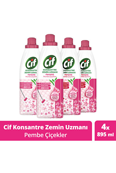Cif Konsantre Zemin Uzmanı Fayans Pembe Çiçekler %100 Temizlik Ve Parlaklık 8...
