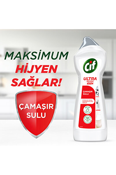 Cif Krem Yüzey Temizleyici Çamaşır Suyu Katkılı Ultra Hijyen 675 ml 4 Adet