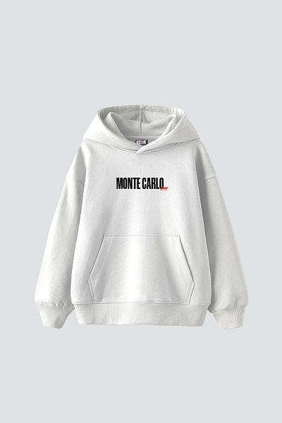 Sekizbiraltı Monte Carlo Car Printed Oversize Unisex Premium White Hoodie