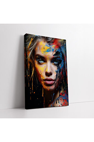 KOSS Dijital Woman Abstract Canvas Painting with Paint Effect
