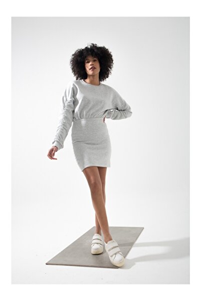 muub's Maya Kol Lastik Detaylı 3 Iplik Şardonlu Bel Lastikli Sweat Elbise