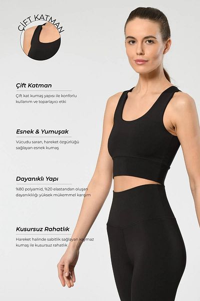 TÜREN Bustieră sport cu gât de piscină - 80% poliamidă, 20% elastan, talie elastică