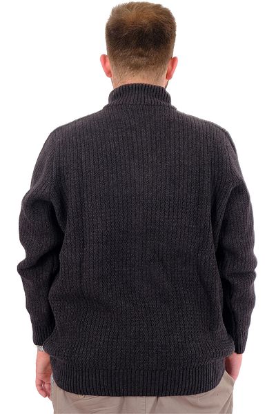ModeXL Men's Knitwear Sweater - Plus Size, Half Zip, Stand Collar, Anthracite 24209