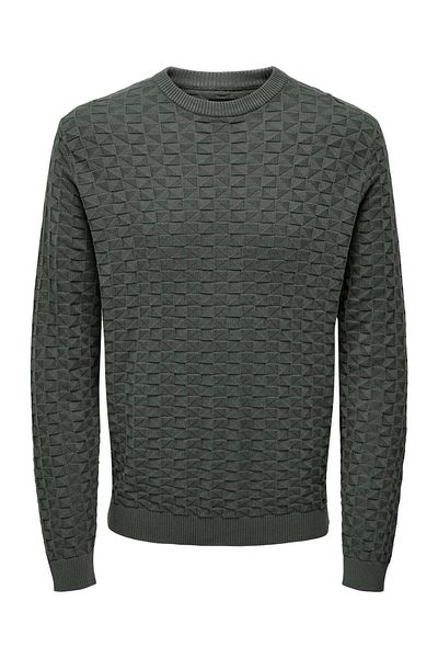 Only & Sons Onskalle Reg 12 Struc Crew Knit Noos 22026559 Castor Grey