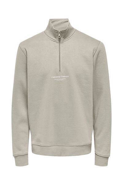 Only & Sons Unbequemes Reg-Sweatshirt mit halbem Reißverschluss – Silver Lining 22030922