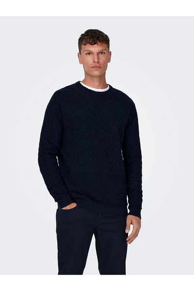 Only & Sons Onskalle Reg 12 Struc Crew Knit Noos 22026559 Dark Navy