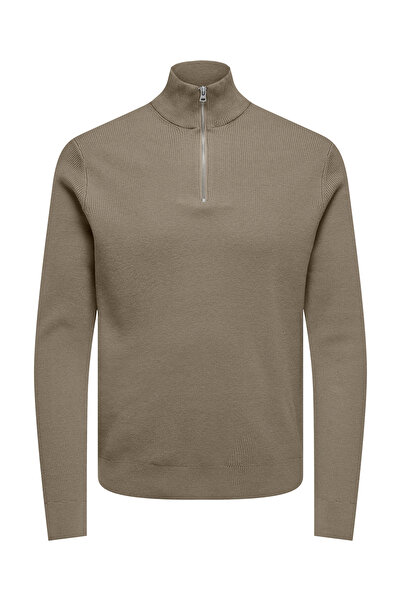 Only & Sons Onsphil Reg 12 Struc Half Zip Mesh Noos 22023210 Wüsten-Taupe
