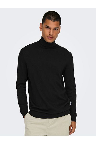 Only & Sons Onsloui Reg 12 Mel Roll Knit Noos 22030071 Schwarz