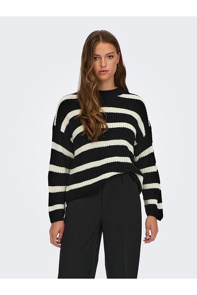 JDY JDYJUSTY L/S STRIPE PULLOVER KNT NOOS 15264902 Black