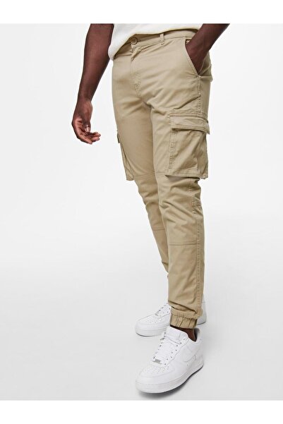 Only & Sons Beige Men's Trousers - Onscam Stage Cargo Cuff, Model22016687