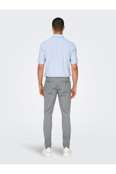 Only & Sons Chino Mark Check lange Hose mit Gürtelschlaufen
