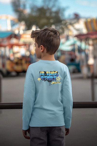 TRENDYOLKIDS Tricou tricotat cu imprimeu pe spate pentru băiat albastru TKDAW25TS00031