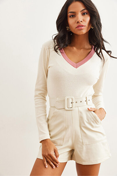 Olalook Dámská Ecru sušená růžová blůza Blz- 19002746