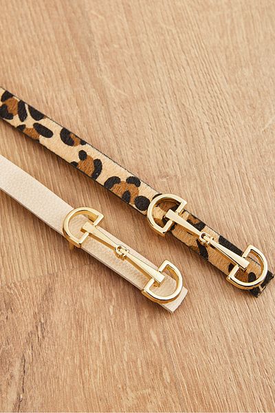 Olalook Damen Stone Leopard 2-teiliges D-Gürtel-Set aus Kunstleder KMR- 19000150